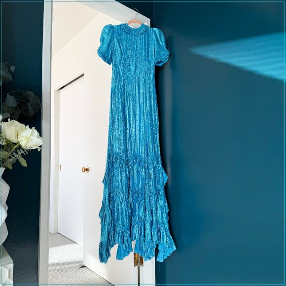 The Vampire’s Wife $4990 Sky Rocket Runway Gown in Metallic Sky Blue - Picture 16 of 16